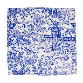 Caspari Pagoda Toile Blue/White Fabc Cotton Napkin-Set Of 4 FTN012A
