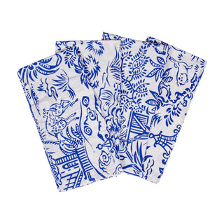 Caspari Pagoda Toile Blue/White Fabc Cotton Napkin-Set Of 4 FTN012A