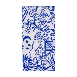 Caspari Pagoda Toile Blue/White Fabc Cotton Napkin-Set Of 4 FTN012A
