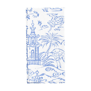 Caspari Pagoda Toile Cotton Dinner Napkins in Blue & White - Set of 4, Three Sets FTN012AX3