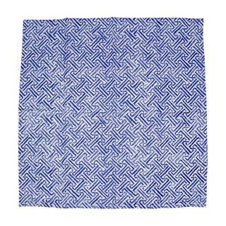 Caspari Fretwork Blue/White Fabc Cotton Napkin-Set Of 4 FTN012B