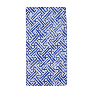 Caspari Fretwork Blue/White Fabc Cotton Napkin-Set Of 4 FTN012B
