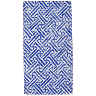 Caspari Fretwork Blue/White Fabc Cotton Napkin-Set Of 4 FTN012B