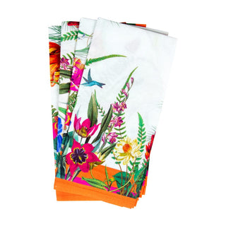 Caspari La Dolce Vita Fabric Cotton Napkins in Fuchsia & Orange - Set of 4 FTN013