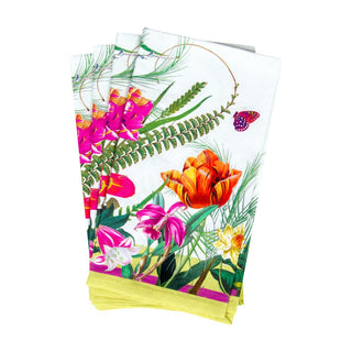 Caspari La Dolce Vita Fabric Cotton Napkins in Green & Lavender - Set of 4 FTN014