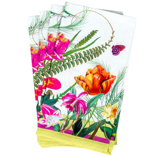Caspari La Dolce Vita Fabric Cotton Napkins in Green & Lavender - Set of 4 FTN014