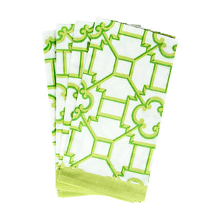 Caspari Garden Trellis Fabric Cotton Napkins in Green - Set of 4 FTN015