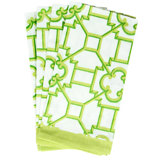 Caspari Garden Trellis Fabric Cotton Napkins in Green - Set of 4 FTN015
