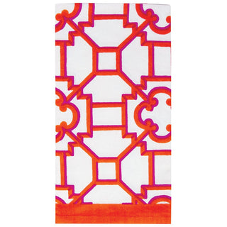 Caspari Garden Trellis Fabric Cotton Napkins in Fuchsia & Orange- Set of 4 FTN016