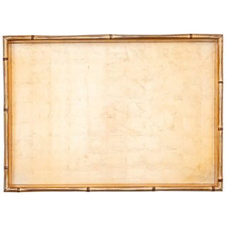 Caspari Gold Leaf Bamboo Edge Large Lacquer Rectangle Tray GOLDLQLGBAM