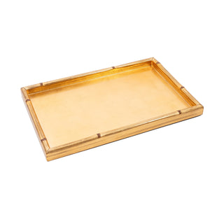 Caspari Gold Leaf Bamboo Edge Lacquer Vanity Tray GOLDLQVANBAM