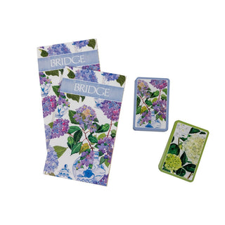 Caspari Hydrangeas and Porcelain Bridge Gift Set - 2 Playing Card Decks & 2 Score Pads GS147