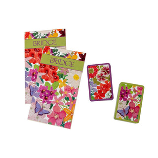 Caspari Halsted Floral Bridge Gift Set - 2 Playing Card Decks & 2 Score Pads GS148