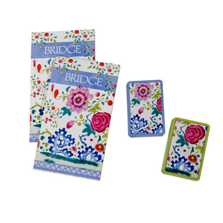Caspari Floral Porcelain Bridge Gift Sets - 2 Playing Card Decks & 2 Score Pads GS151