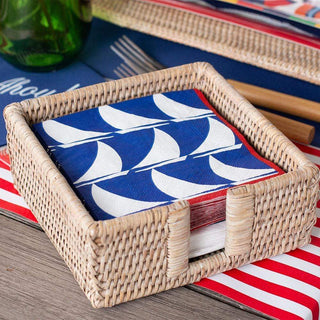 Caspari Cocktail White Rattan Holder Ttop Bleached Rattan Cocktail HC01W