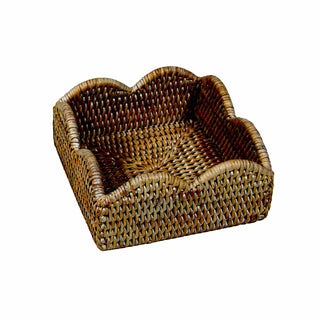 Caspari Rattan Scallop Cocktail Nap Hld-Nat Ttop Rattan Scallop Cocktail Holder HC101