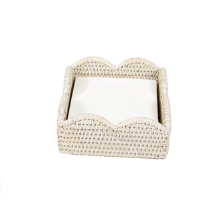 Caspari Rattan Scallop Cocktail Nap Hld-Crm Ttop Rattan Scallop Cocktail Holder HC103