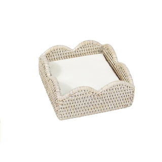 Caspari Rattan Scallop Cocktail Nap Hld-Crm Ttop Rattan Scallop Cocktail Holder HC103