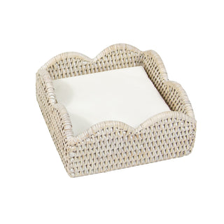 Caspari Rattan Scallop Cocktail Nap Hld-Crm Ttop Rattan Scallop Cocktail Holder HC103