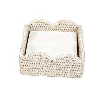 Caspari Rattan Scallop Cocktail Nap Hld-Crm Ttop Rattan Scallop Cocktail Holder HC103