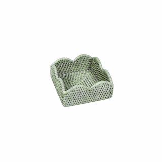 Caspari Rattan Scallop Cocktail Nap Hld-Grn Ttop Rattan Scallop Cocktail Holder HC104