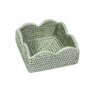 Caspari Rattan Scallop Cocktail Nap Hld-Grn Ttop Rattan Scallop Cocktail Holder HC104