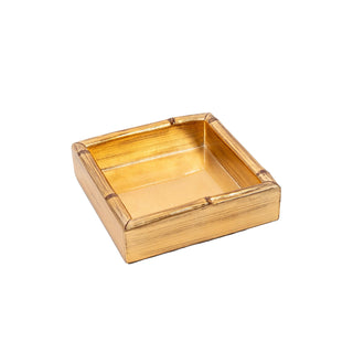Caspari Gold Leaf Bamboo Edge Lacquer Cocktail Napkin Holder HC10BAM
