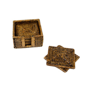 Caspari Natural Square Rattan Coaster - Set of 6 HCSSQ101