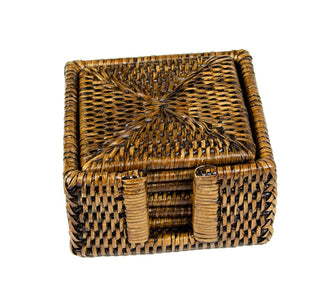 Caspari Natural Square Rattan Coaster - Set of 6 HCSSQ101