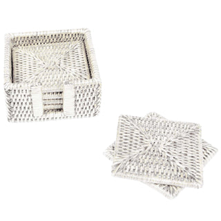 Caspari Cream Square Rattan Coaster - Set of 6 HCSSQ103