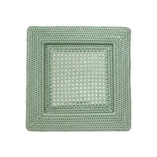 Caspari Square Green Rattan Plate Charger HDP01GR
