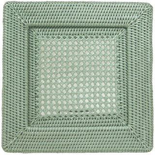 Caspari Square Green Rattan Plate Charger HDP01GR