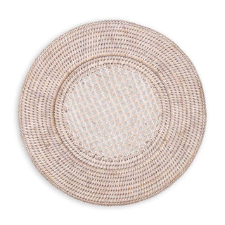 Caspari Rattan Round White Charger Plate Ttop Rattan Dinner Plate Round-Wht HDP01W