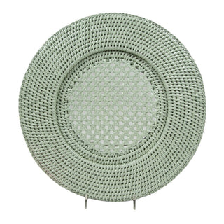 Caspari Rattan Round Charger Plate in Green - 1 Charger Plate HDP02GR