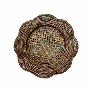 Caspari Rattan Scallop Rnd Charger Plt--Nat Ttop Rattan Scallop Chg Plate-Round HDP101