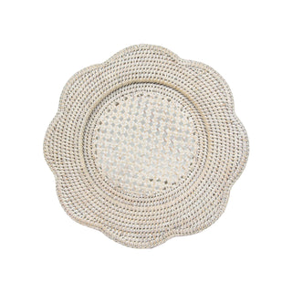 Caspari Rattan Scallop Rnd Charger Plate in Cream - 1 Charger Plate HDP103