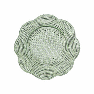 Caspari Rattan Scallop Rnd Charger Plate in Green - 1 Charger Plate HDP104