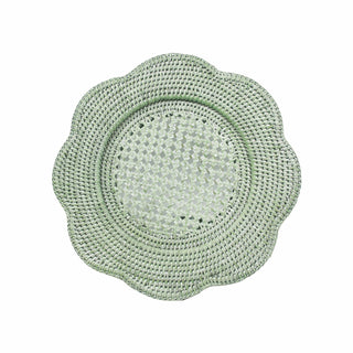 Caspari Rattan Scallop Rnd Charger Plt-Grn Ttop Rattan Scallop Chg Plate-Round HDP104