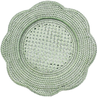 Caspari Rattan Scallop Rnd Charger Plt-Grn Ttop Rattan Scallop Chg Plate-Round HDP104
