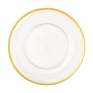 Caspari Clear Dinner Plate Charger with Gold Rim HDP600