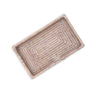 Caspari Guest Towel White Rattan Holder Ttop Bleached Rattan Guest HG01W