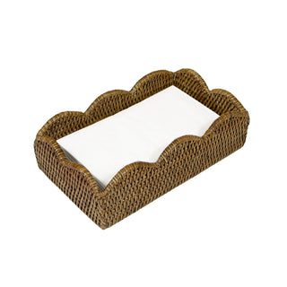 Caspari Rattan Scallop Guest Twl Hldr-Natur Ttop Rattan Scallop Guest Twl Hldr HG101