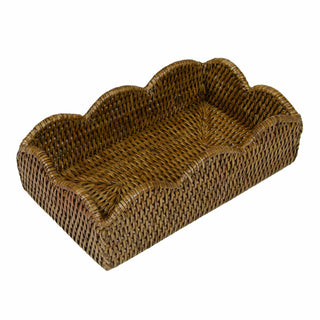 Caspari Rattan Scallop Guest Twl Hldr-Natur Ttop Rattan Scallop Guest Twl Hldr HG101