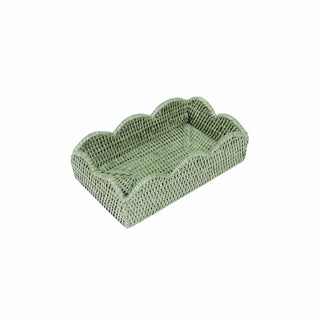Caspari Rattan Scallop Guest Twl Hldr-Green Ttop Rattan Scallop Guest Twl Hldr HG104