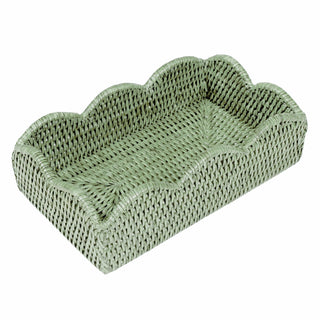 Caspari Rattan Scallop Guest Twl Hldr-Green Ttop Rattan Scallop Guest Twl Hldr HG104
