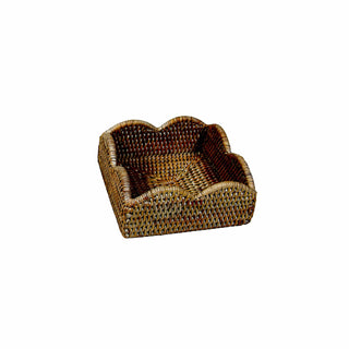 Caspari Rattan Scallop Lunch Nap Hldr-Natur Ttop Rattan Scallop Lunch Nap Hldr HL101