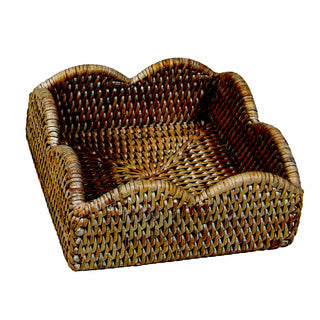 Caspari Rattan Scallop Lunch Nap Hldr-Natur Ttop Rattan Scallop Lunch Nap Hldr HL101