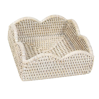 Caspari Rattan Scallop Lunch Nap Hldr-Cream Ttop Rattan Scallop Lunch Nap Hldr HL103