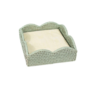 Caspari Rattan Scallop Lunch Nap Hldr-Green Ttop Rattan Scallop Lunch Nap Hldr HL104