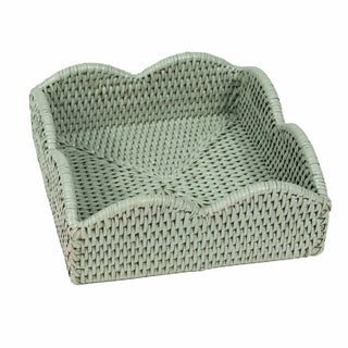 Caspari Rattan Scallop Lunch Nap Hldr-Green Ttop Rattan Scallop Lunch Nap Hldr HL104